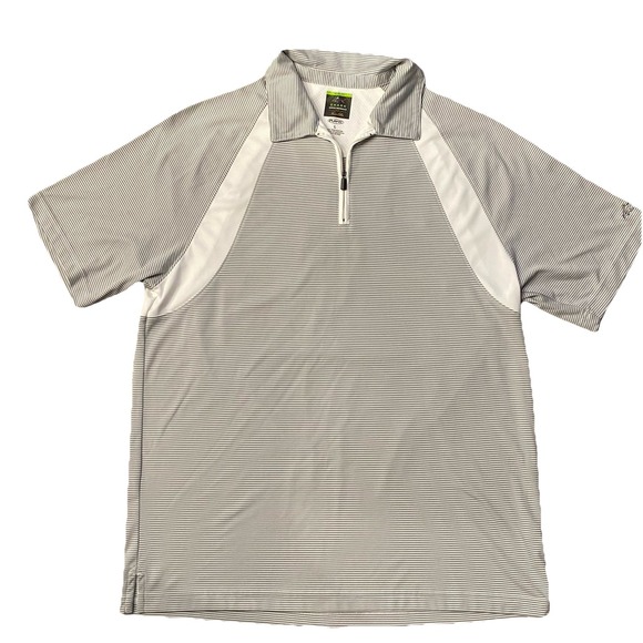 Greg Norman Collection Other - Greg Norman Men's Golf Polo Large Grey White Striped Shark Tasso Elba Play-Dry